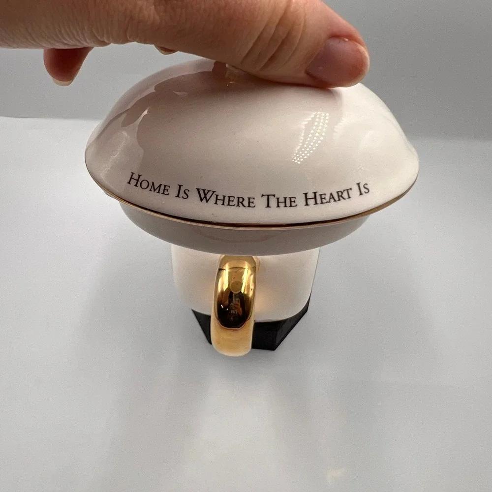 Thomas Kinkade Home Is Where The Heart Is II Teapot Teleflora Gold Trim Ceramic